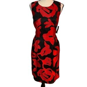 NWT Per Se By Carlisle Silk Blend Floral Rose Print Sheath Dress Sz-10